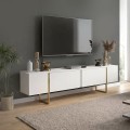 Orontes Megapap melamine tv furniture in white - gold color 180x29.6x50cm.
