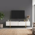 Orontes Megapap melamine tv furniture in white - gold color 180x29.6x50cm.