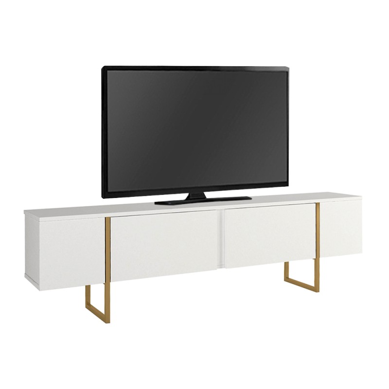 Orontes Megapap melamine tv furniture in white - gold color 180x29.6x50cm.