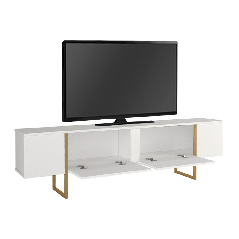 Orontes Megapap melamine tv furniture in white - gold color 180x29.6x50cm.