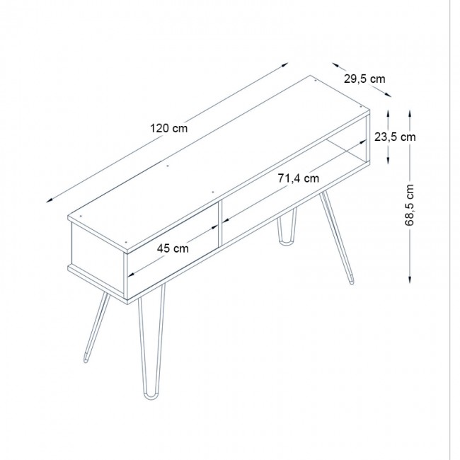 Palma Megapap melamine tv stand in white color 120x29,5x68,5cm.