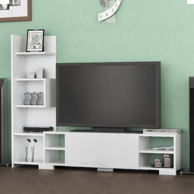 Pera Megapap melamine tv stand in white color 160x29.5x120cm.