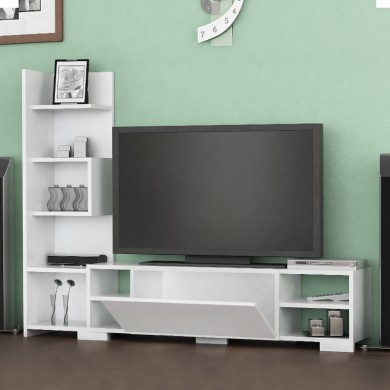 Pera Megapap melamine tv stand in white color 160x29.5x120cm.