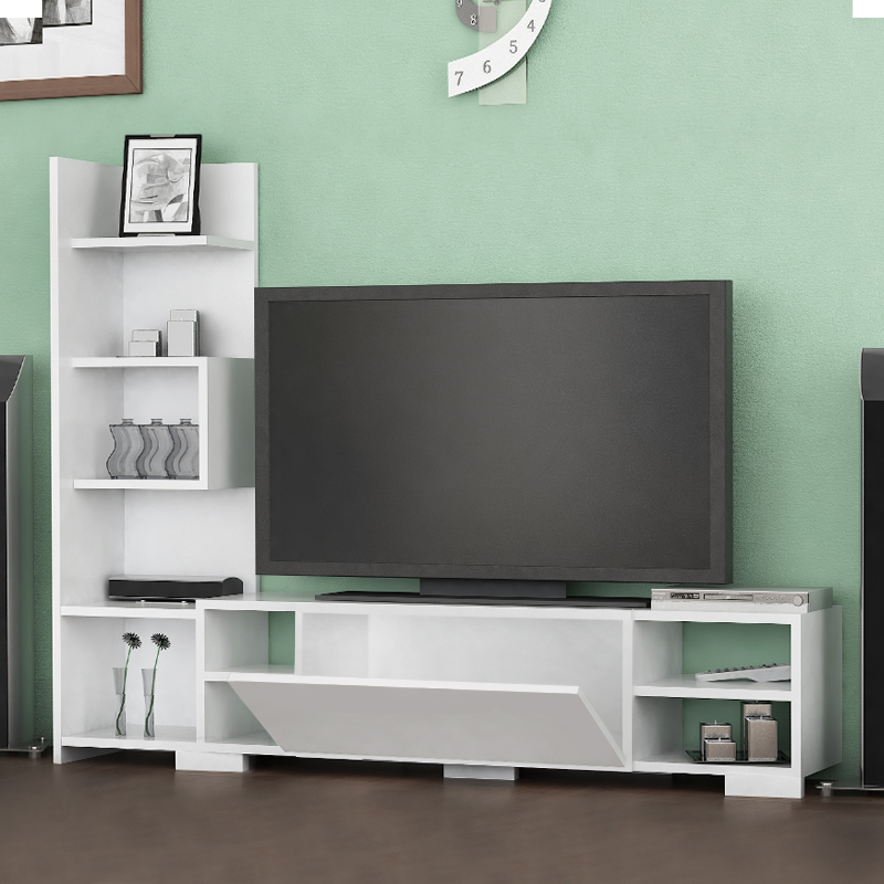 Έπιπλο τηλεόρασης Pera Megapap χρώμα λευκό 160x29,5x120εκ.