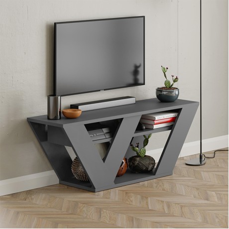 Pipralla Megapap melamine TV stand in anthracite color 110x30x40cm.