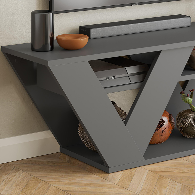 Pipralla Megapap melamine TV stand in anthracite color 110x30x40cm.