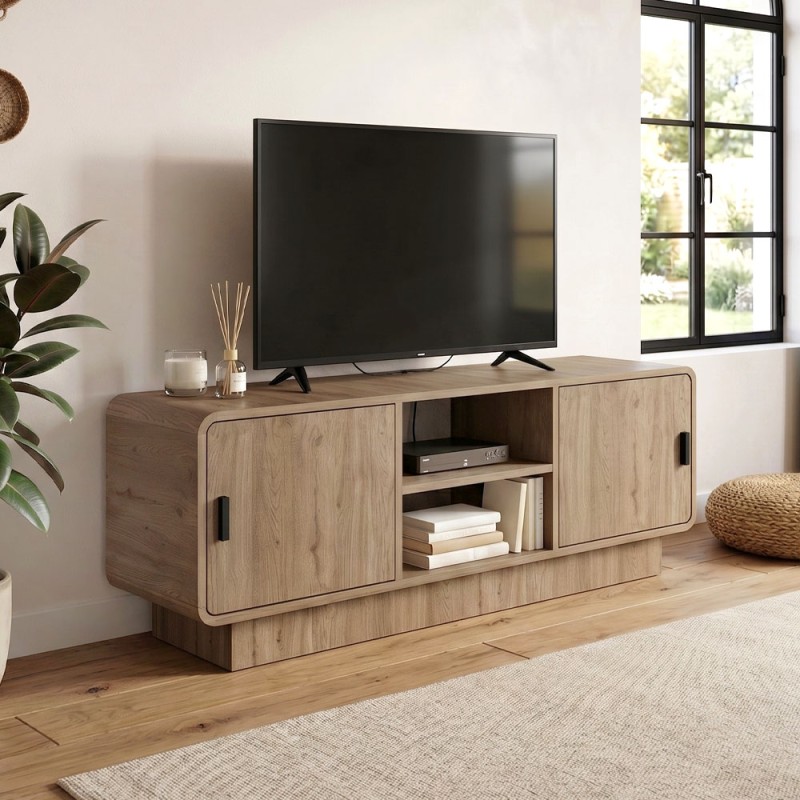 Rovel Megapap melamine tv stand in sepet oak color 140.3x39x50cm.