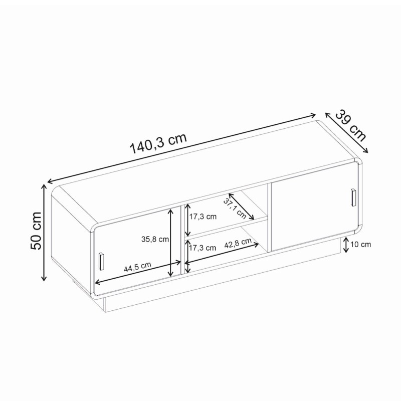 Rovel Megapap melamine tv stand in sepet oak color 140.3x39x50cm.
