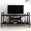 Santana Megapap metal - melamine TV stand in black marble effect color 120x35x61cm.
