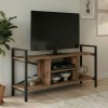 Santana Megapap metal - melamine TV stand in black - smoked walnut color 120x35x61cm.