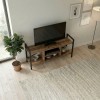 Santana Megapap metal - melamine TV stand in black - smoked walnut color 120x35x61cm.