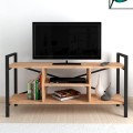 Santana Megapap metal - melamine TV stand in black - pine oak color 120x35x61cm.