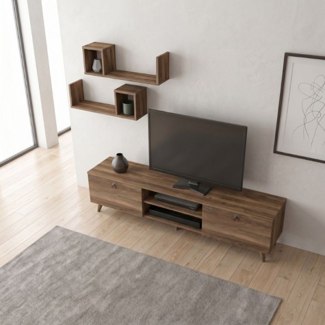 Seddra Megapap melamine tv stand in walnut color 180x31,5x45cm.