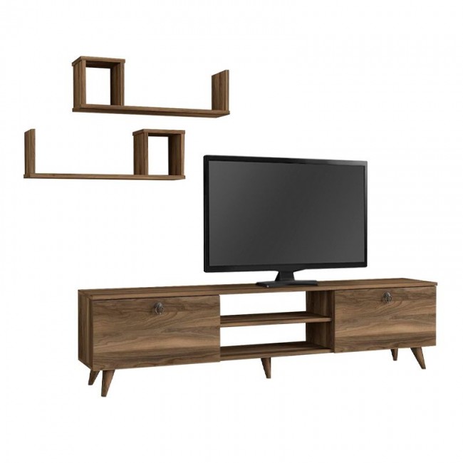 Seddra Megapap melamine tv stand in walnut color 180x31,5x45cm.