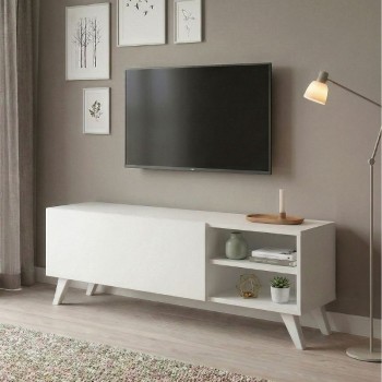 Space Megapap melamine TV furniture in white color 120x30x42cm.