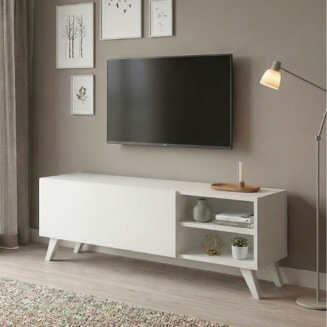Space Megapap melamine TV furniture in white color 120x35x42cm.