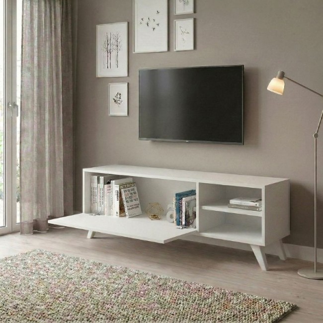 Space Megapap melamine TV furniture in white color 120x35x42cm.