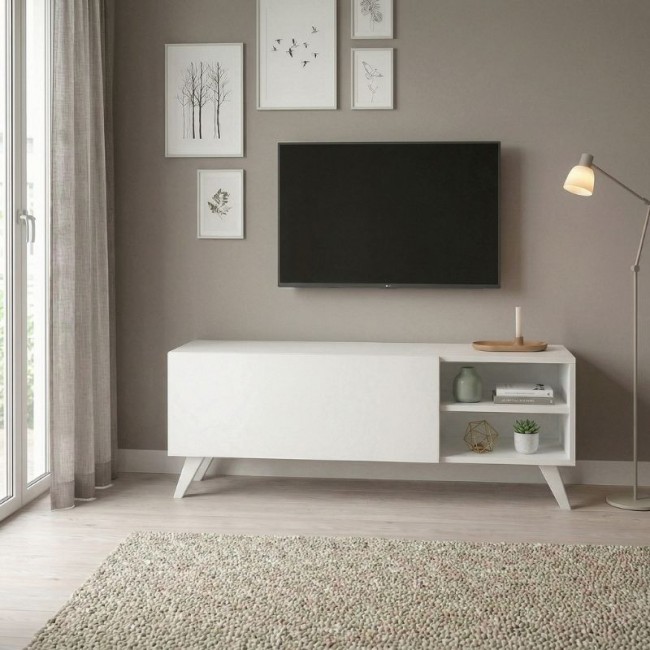 Space Megapap melamine TV furniture in white color 120x35x42cm.