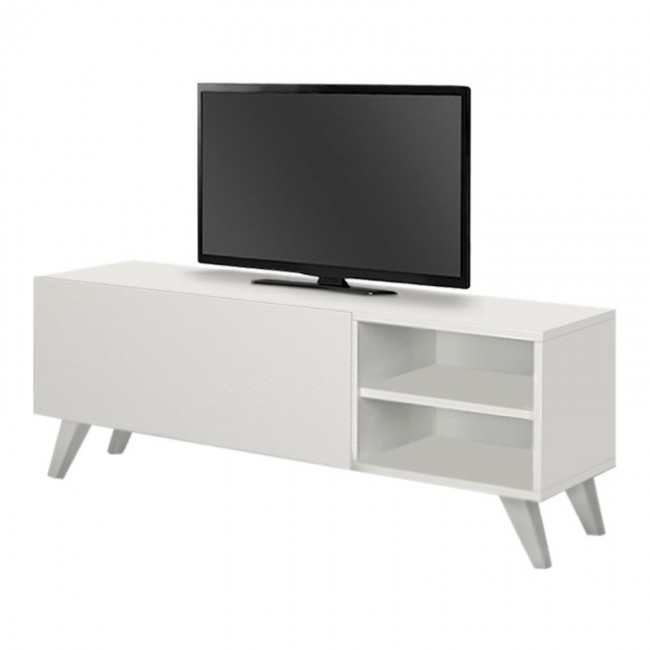 Space Megapap melamine TV furniture in white color 120x35x42cm.