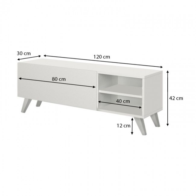 Space Megapap melamine TV furniture in white color 120x35x42cm.