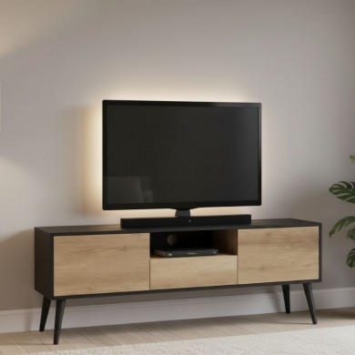 Style Megapap melamine tv furniture in black-tori color 160x41x58cm.