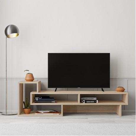 Tetra Megapap melamine TV stand in oak color 136,7x40x42cm.
