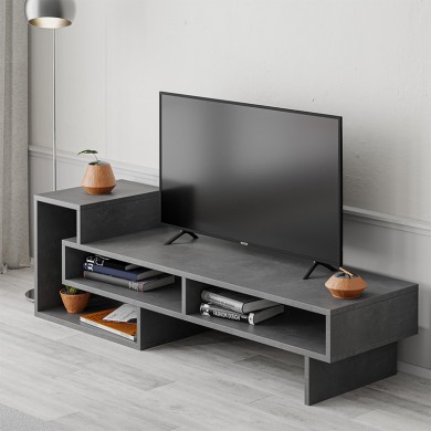 Tetra Megapap melamine TV stand in retro grey color 136,7x40x42cm.