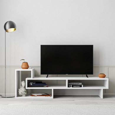 Tetra Megapap melamine TV stand in white color 136,7x40x42cm.