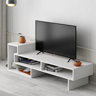 Tetra Megapap melamine TV stand in white color 136,7x40x42cm.