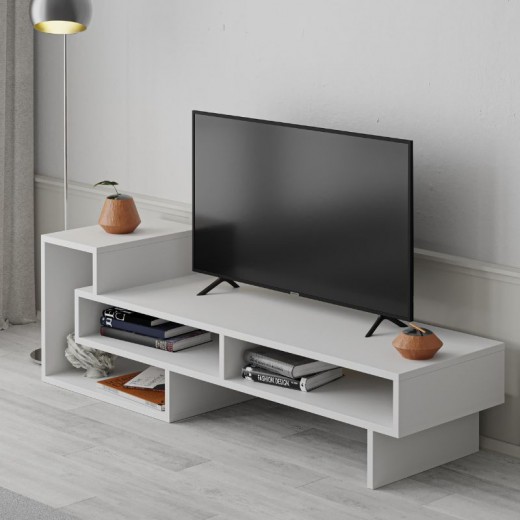 Έπιπλο τηλεόρασης Tetra Megapap χρώμα λευκό 136,7x40x42εκ.