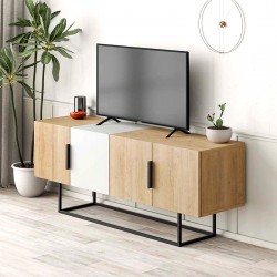 Έπιπλο τηλεόρασης Tontini Megapap χρώμα φυσικό οξιάς - λευκό 140x37,5x55εκ. Έπιπλο τηλεόρασης Tontini Megapap χρώμα φυσικό οξιάς - λευκό 140x37,5x55εκ.