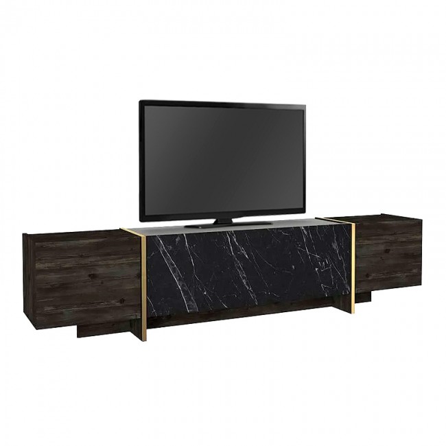 Veyron Megapap  melamine TV stand in black rebab - black marble effect color 180x32,3x45cm.