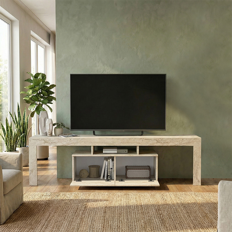 Woodra Megapap melamine tv furniture in travertine color 180x31.3x50.2cm.