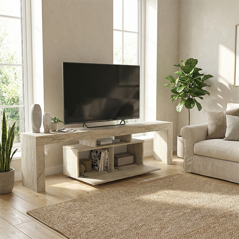 Woodra Megapap melamine tv furniture in travertine color 180x31.3x50.2cm.