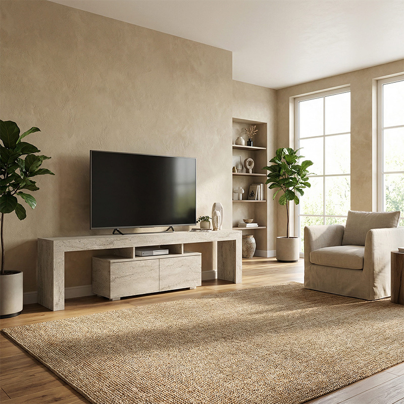 Woodra Megapap melamine tv furniture in travertine color 180x31.3x50.2cm.