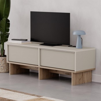 Yuki Megapap melamine TV stand in sandstone - sepet oak color 118x35x40.6cm.
