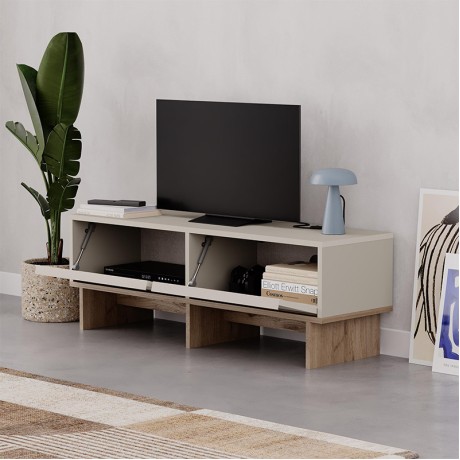 Yuki Megapap melamine TV stand in sandstone - sepet oak color 118x35x40.6cm.
