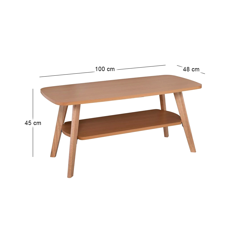 Τραπεζάκι σαλονιού Fini MDF χρώμα φυσικό 100x48x45εκ.