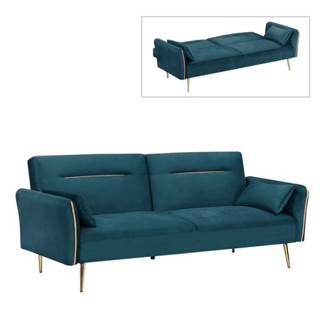 FLICK Sofa-Bed 3-Seater / Velure Petrol Fabric