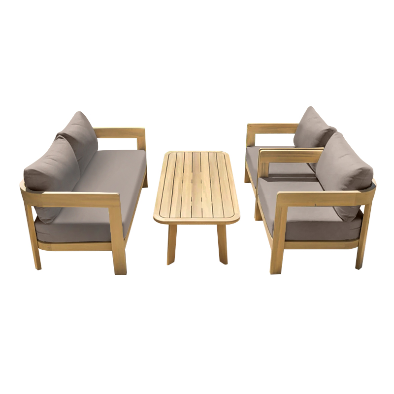 FLORIDA Living Set (4 pcs) Acacia, Cushions Cappuccino