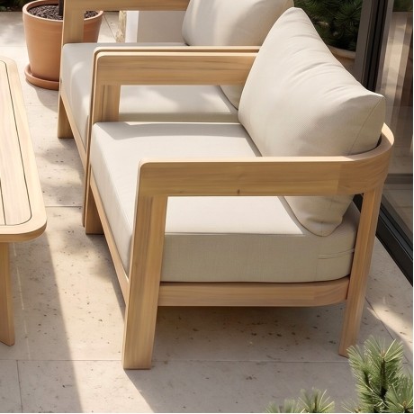 FLORIDA Living Set (4 pcs) Acacia, Cushions Beige