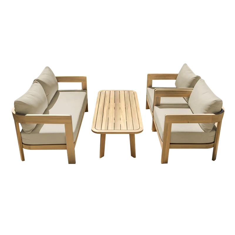 FLORIDA Living Set (4 pcs) Acacia, Cushions Beige