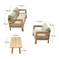 FLORIDA Living Set (4 pcs) Acacia, Cushions Beige