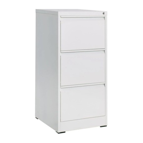 Metallic static office file cabinet with three drawers in white color 46x62x103cm.