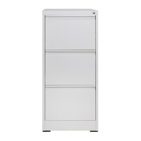 Metallic static office file cabinet with three drawers in white color 46x62x103cm.
