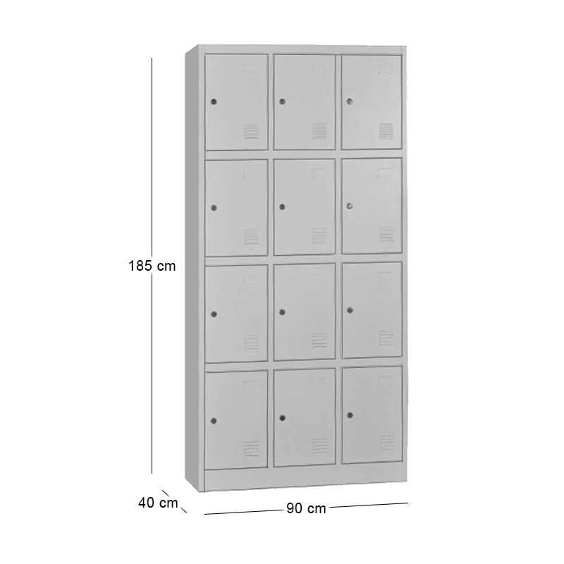 12-LOCKER Metal 90x40x185 Grey