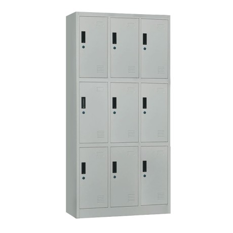 9-LOCKER (with shelves) Metal 90x40x185 Grey