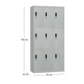 Ντουλάπα Locker 9 θέσεων με μεταλλικό σκελετό σε χρώμα γκρι 90x40x185εκ