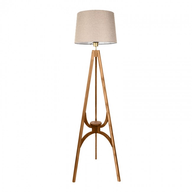 Φωτιστικό δαπέδου Solen Megapap E27 ξύλινο - ύφασμα PVC χρώμα καρυδί - μπεζ 45x45x155εκ.