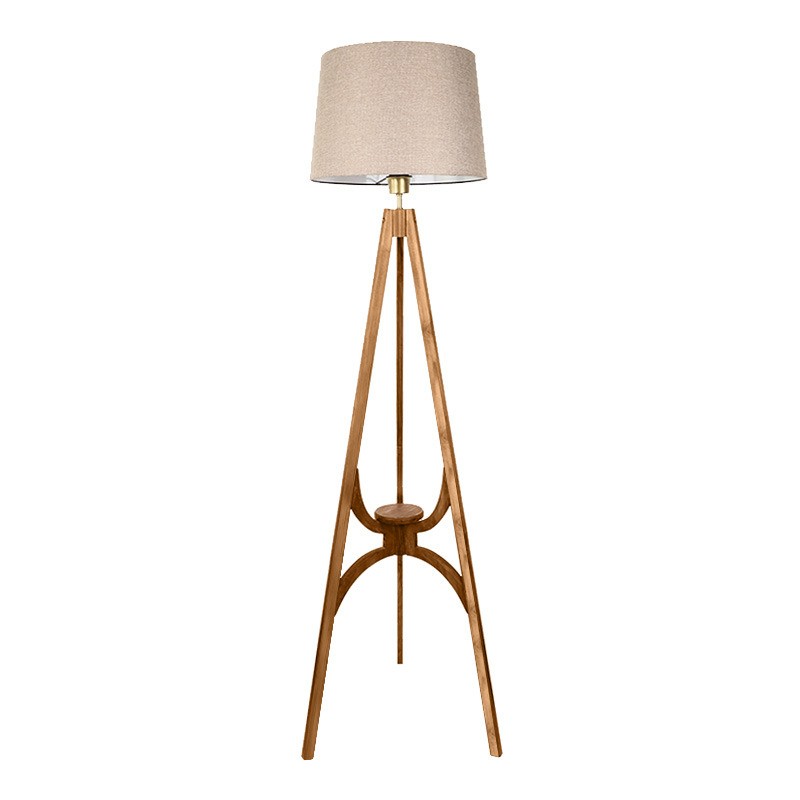 Solen Megapap wooden - PVC fabric floor lamp in walnut - beige color 45x45x155cm.